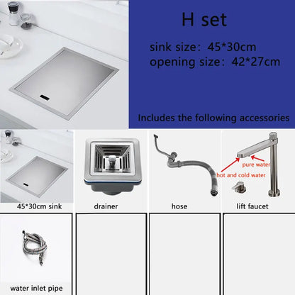 Black Kitchen sink Hidden Single bowl Bar Small Size sink Stainless Steel Balcony sink Concealed black kitchen sink Bar sink