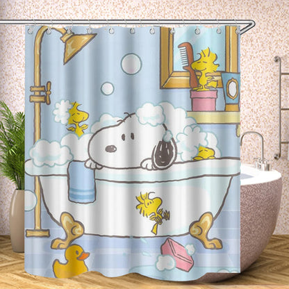 Snoopy Anime Funny Cute Shower Screen Bath Curtain Toilet Accessories Bathroom Sets Full Setluxury