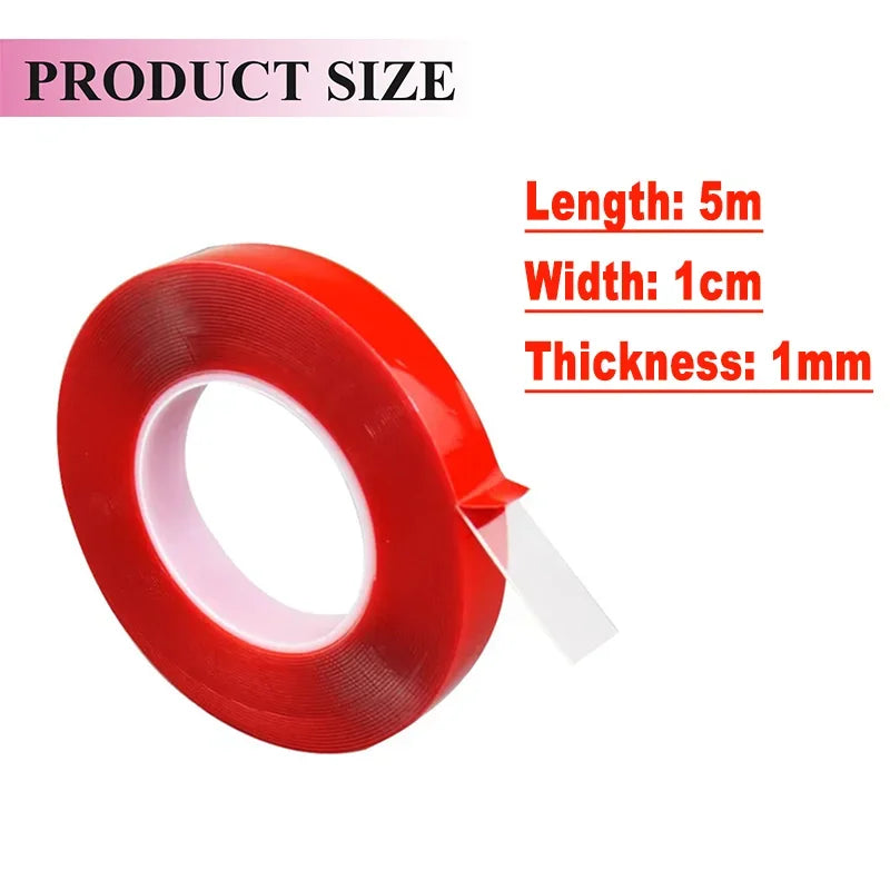Double Sided Tape Nano Tape 3Meter 10/20/30mm Width Transparent Tape Washable Adhesive Nano Traceless Sticker Glue Red