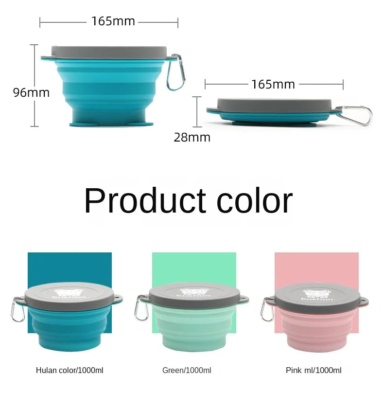 Travel Portable Silicone Folding Bowl Children's Travel Outdoor Tableware with Lid Foldable Noodle Bowl