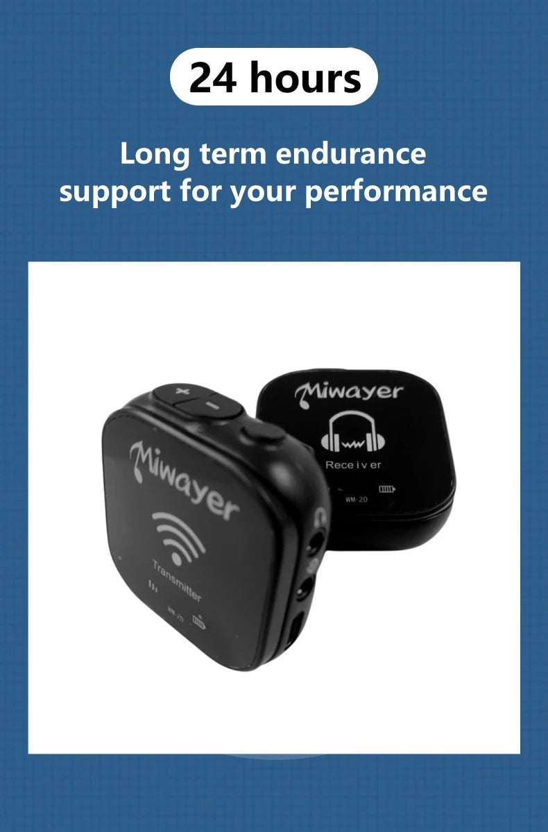 Miwayer 5.8G Wireless In Ear Monitor System Transmitter Receiver System IEM System with Transmitter Receiver Automatic Pairing