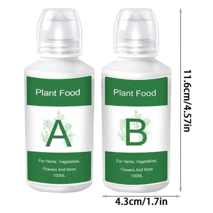 Hydroponic Nutrient Solution A&B Natural Nutrients Liquid Fertilizer Hydroponics Plant Food for Flowers Vegetables Garden Supply