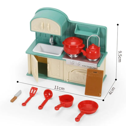 Dollhouse Furniture Set Doll house Bathroom/Kitchen/Fridge/Washing Machine Laundry Kids Doll House Miniature Pretend Play Toys