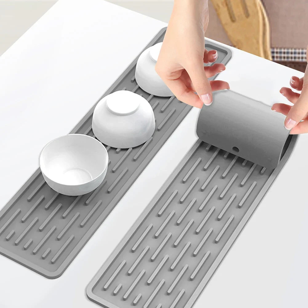 Silicone Countertop Mat Anti Slip Sink Tray Dinnerware Mat Organizer Kitchenware Protection Mat Storage Rack Kitchen Accessories