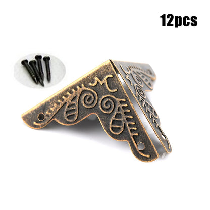 12 Pcs Storage Case Box Corners Brackets 3.6cm X 2.4cm For Furniture Decorative Triangle Rattan Carved Corner Protector