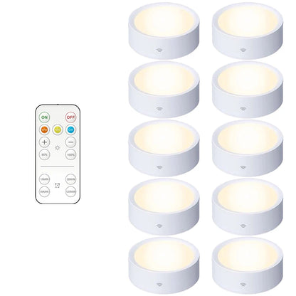 Smart Remote Control Cabinet Light Battery Powered Night Light Dimmable Warm/White Light Kitchen Light Closet Aisle Stairs Light