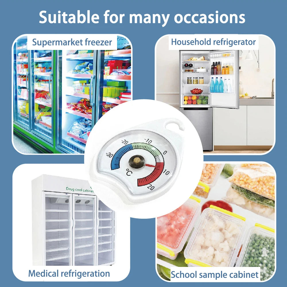 -30 - 20°C Refrigerator Freezer Thermometer Fridge Refrigeration Temperature Gauge with Hook Home Temp Stand Dial Type