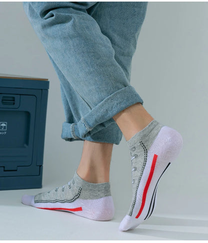 5 pairs of autumn and winter men's sports socks for summer leisure, sweat wicking, comfortable, lightweight, breathable basketba