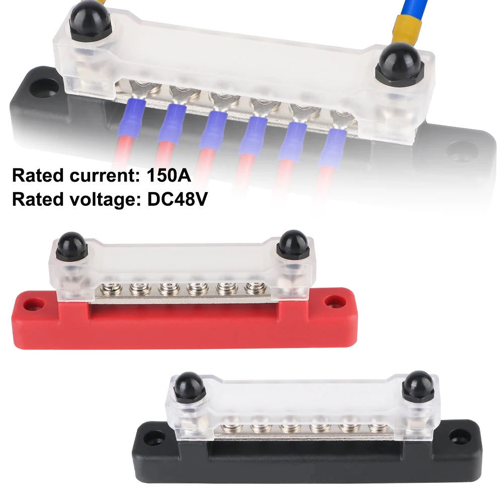 6 Ways Bus Bar Power Distribution Block Electro Junction Circuit Busbar Plug For Boat Truck RV Caravan Car 48V 150A DC