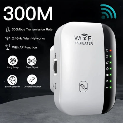300Mbps Wireless WIFI Repeater 2.4G Wifi Range Extender Wi-Fi Signal Booster Amplifier 802.11N Network Card Adapter Easy Setting