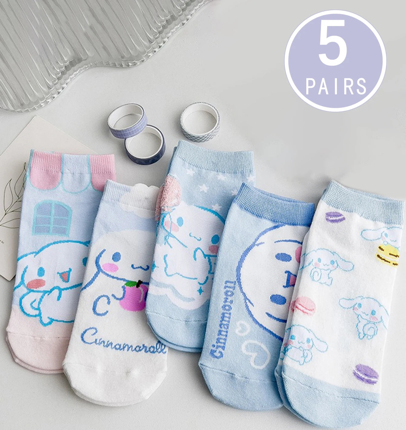 Sanrio's Innovative and Cute Women's Cartoon Short Socks Are High-Quality Comfortable Soft and Breathable Gift Socks