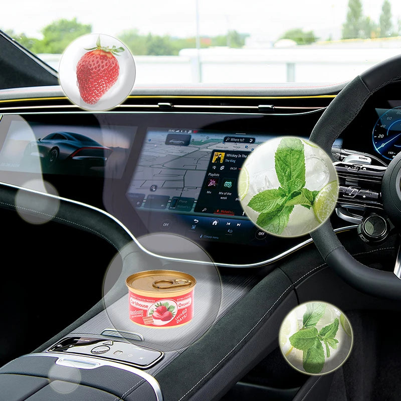 Car Air Freshener: 12 Kinds Scent | Organic Cans | Odor Eliminator Essential | Long-Lasting | Strong Fragrance | For Home/Toilet