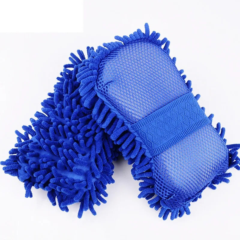 2Pcs Car Cleaning Brush Cleaner Tools Microfiber Car Washer Sponge Cleaning Washing Towel Auto Gloves Car Washing Accessories