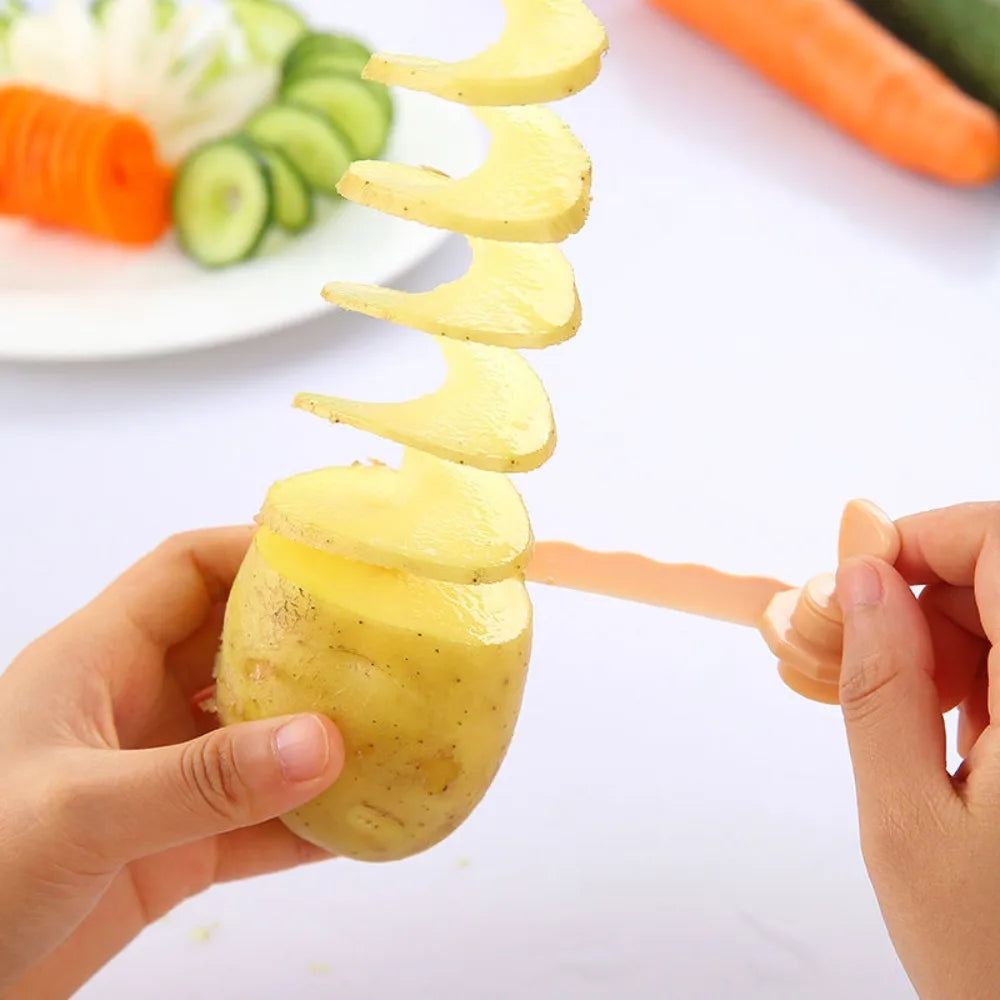 Manual Spiral Screw Slicer Vegetable Tool labor-saving Rotate Potato Slicer Plastic Potato Spiral Slice Cutter Fruit
