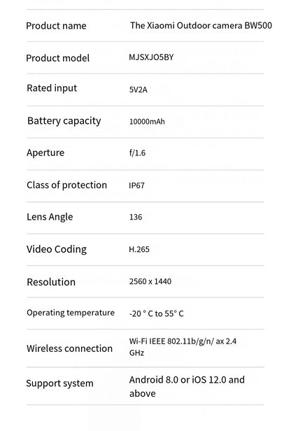 Xiaomi Mijia APP IP67 Waterproof 10000mah Battery Smart Outdoor IP Camera 2.5k HD  Wireless Security Infrared Night Vision Cam