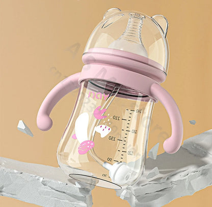 Newborn bottle/Big baby bottle/Handle anti bloating and anti falling baby bottle/Used by babies over 6 months old