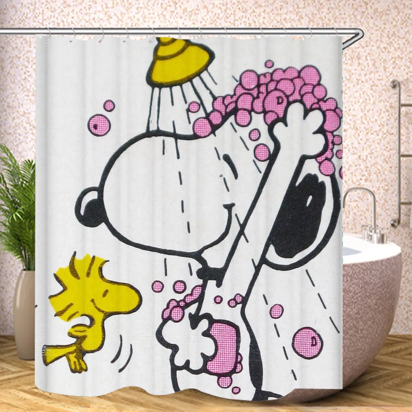 Snoopy Anime Funny Cute Shower Screen Bath Curtain Toilet Accessories Bathroom Sets Full Setluxury