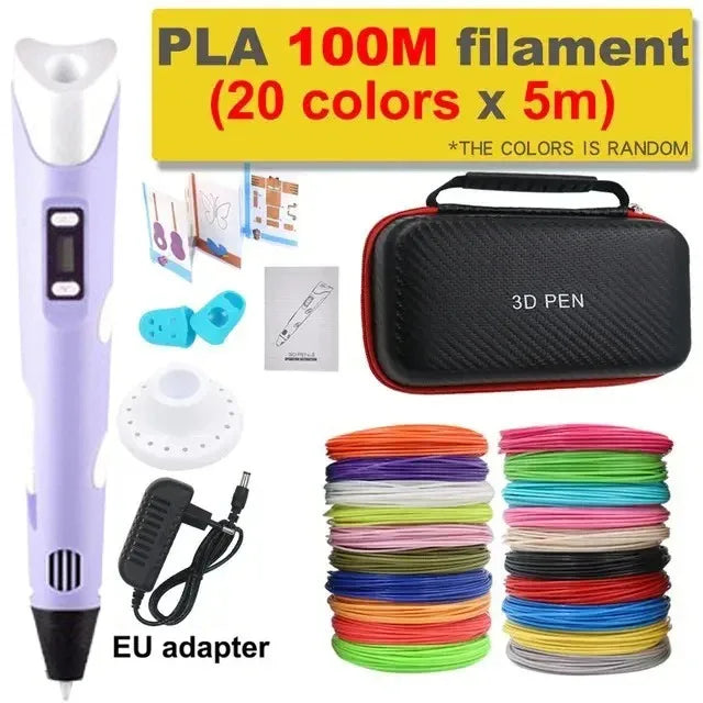 3D Pen DIY Drawing Pen With LCD Screen Compatible PLA ABS Filament Toys Safe Paiting for Children Kids Christmas Birthday Gifts