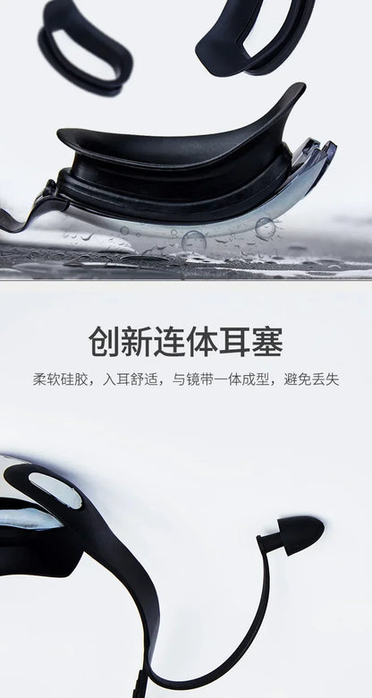 Professional Swimming Goggles Swimming Glasses with Earplugs Nose Clip Electroplate Waterproof Silicone Unisex Swimming Goggles