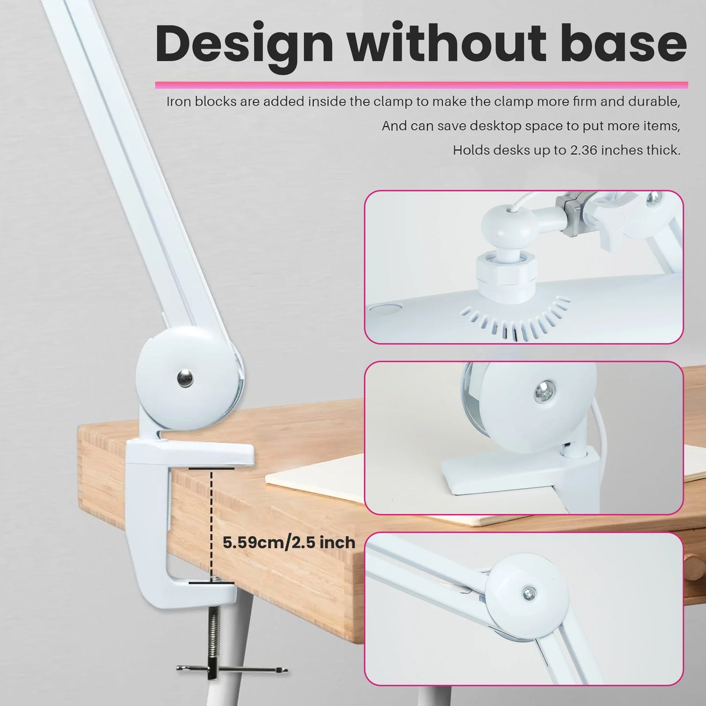 LED Task Lamp,24W Super Bright Desk Lamp,117 Pcs SMD LED,4 Level Brightness,Dimmable,Task LED Light for Home,Office,Workbench