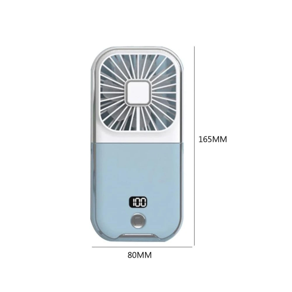 Folding handheld fan USB charging digital display outdoor mini neck hanging power bank fan，gift