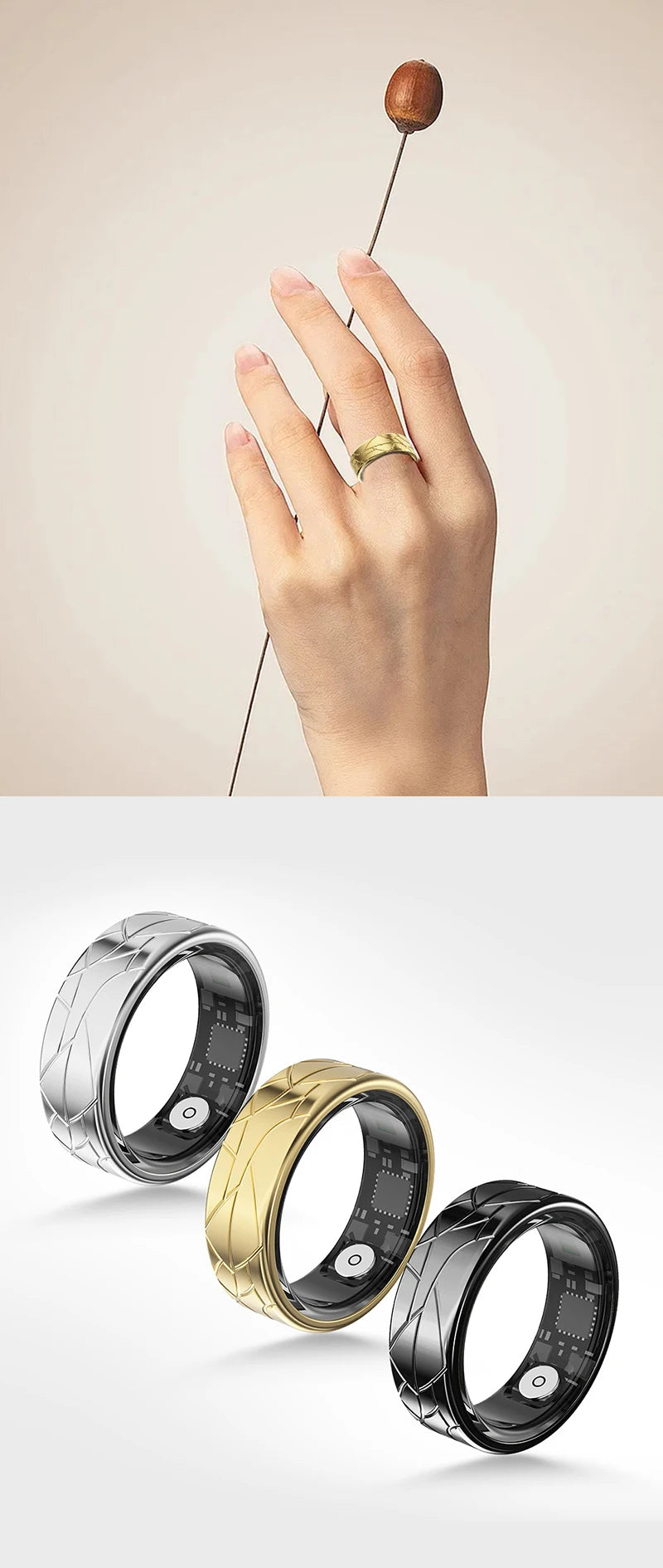 Smart Ring Women Health Tracker Heart Rate Blood Oxygen Photo Control Brush Tiktok Waterproof Multi-sport Modes Men Fitness Ring