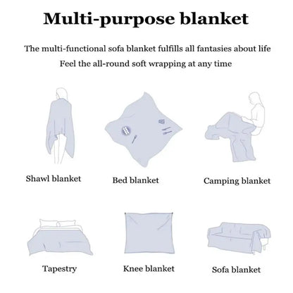 American-Style Thickened Knitted Wool Cover Blanket Solid Color Simple Bed End Towel Blanket Multifunctional Decorative Blankets