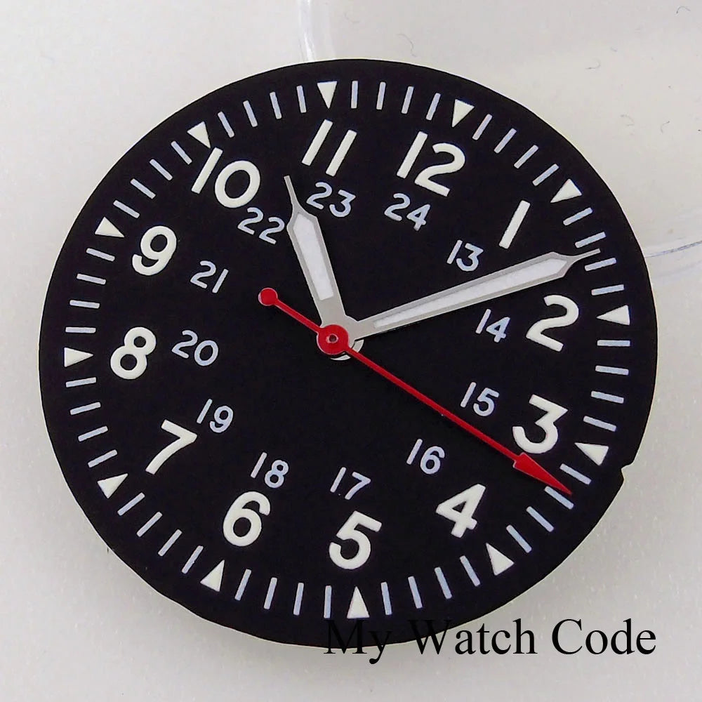 Sterile 29mm Pilot Watch Dial Part Black for NH35 NH36 ETA2824 PT5000 ST2130 Watch Case Part Hand Set