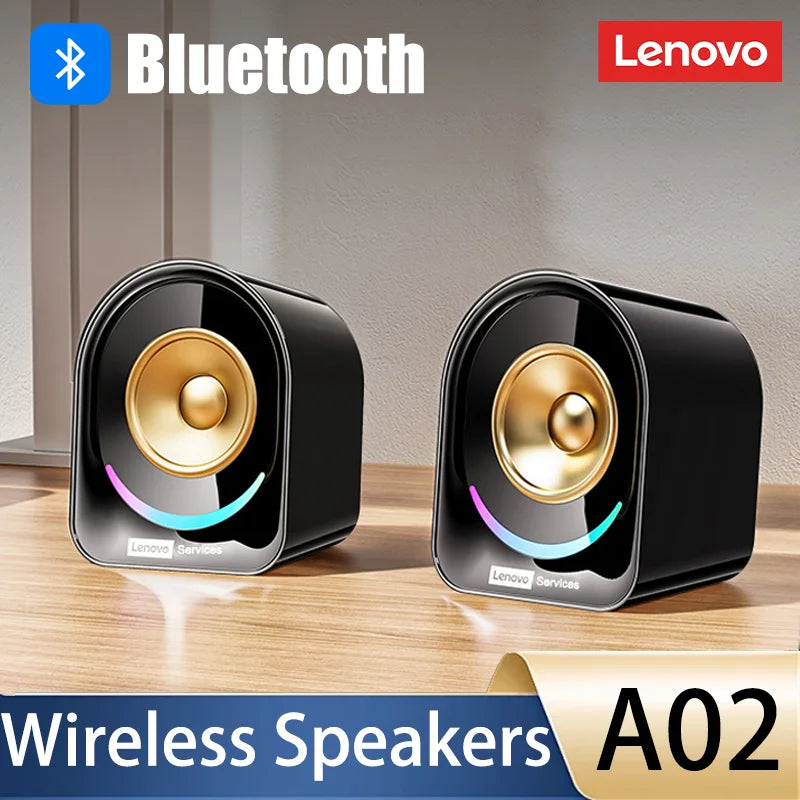 Original Lenovo A02 Wireless Bluetooth Speakers Deep Bass Sound Outdoor Soundbox Music RGB Lighting Long Standby Loudspeakers