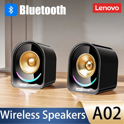Original Lenovo A02 Wireless Bluetooth Speakers Deep Bass Sound Outdoor Soundbox Music RGB Lighting Long Standby Loudspeakers