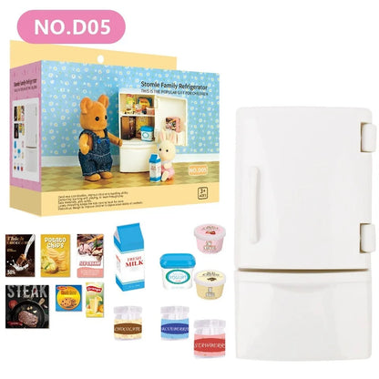 Dollhouse Furniture Set Doll house Bathroom/Kitchen/Fridge/Washing Machine Laundry Kids Doll House Miniature Pretend Play Toys