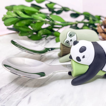 Lofca Baby Silicone Spoons Panda Silicone Fork Sloth Feeding Food Learn To Eat Children's Tableware BPA Free Food Feeding