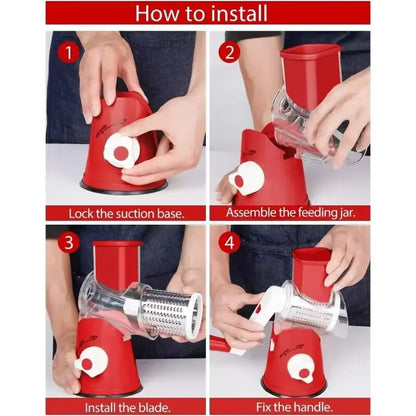 3in1 Vegetable Slicer Multifunctional Rotary Handheld Grater with 3 Sharp Rollers Vegetable Slicer Cheese Shredder Kitchen Tools