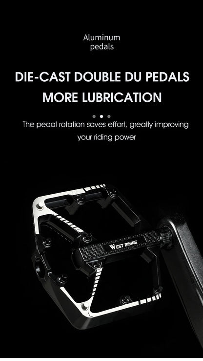 WEST BIKING DU Bearing Bicycle Pedal Anti-slip Cycling Pedal Ultralight Aluminum Alloy MTB Road Bike Pedal Bike Accessories