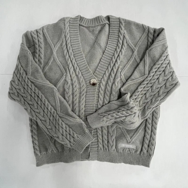 Butterfly Knitted Cardigan Women Dark Green Cardigans with Embroidery Winter Letter Patch Oversized Sweaters Tops Folklore Girl