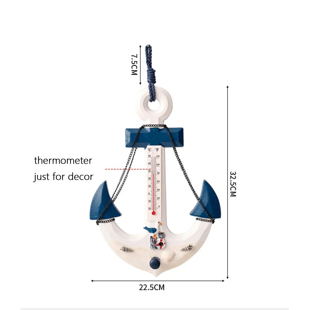 13"Nautical Wood Anchor Wall Art Decor Door Hanging Ornament Beach Theme Home Decoration Nautical Beach Wooden Anchor with Rope