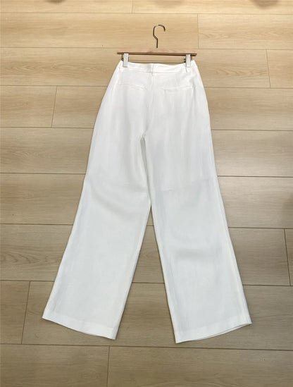 Women's Clothing 2 Piece Set White Suit Coat +High Waisted Wide Leg Pants Elegant  Suit Spring/Summer new