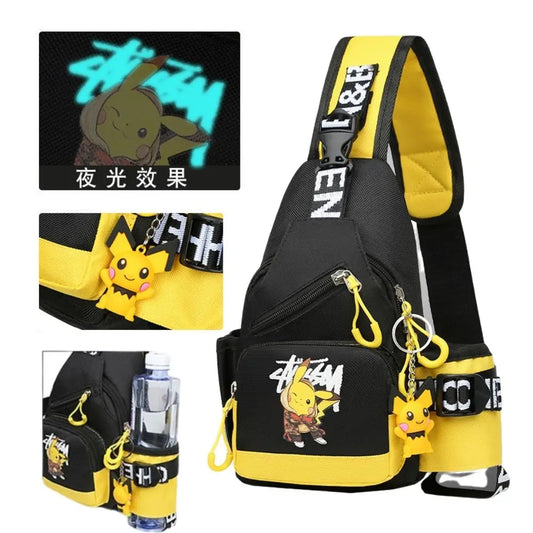 Pokemon Pikachu Casual Mobile Phone Shoulder Bag Men's Women's Style Canvas Youth Athleisure Backpack