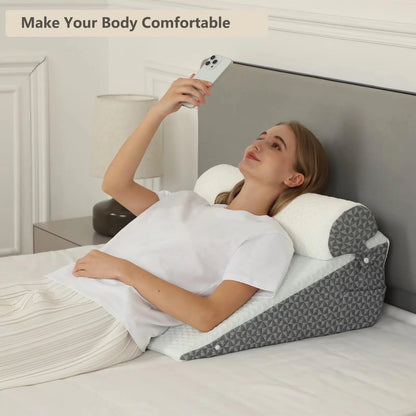 Orthopedic Wedge Shaped Pillow Air Layer Memory Foam Triangle Cushion for Post Surgery Body Support Acid Reflux Snoring