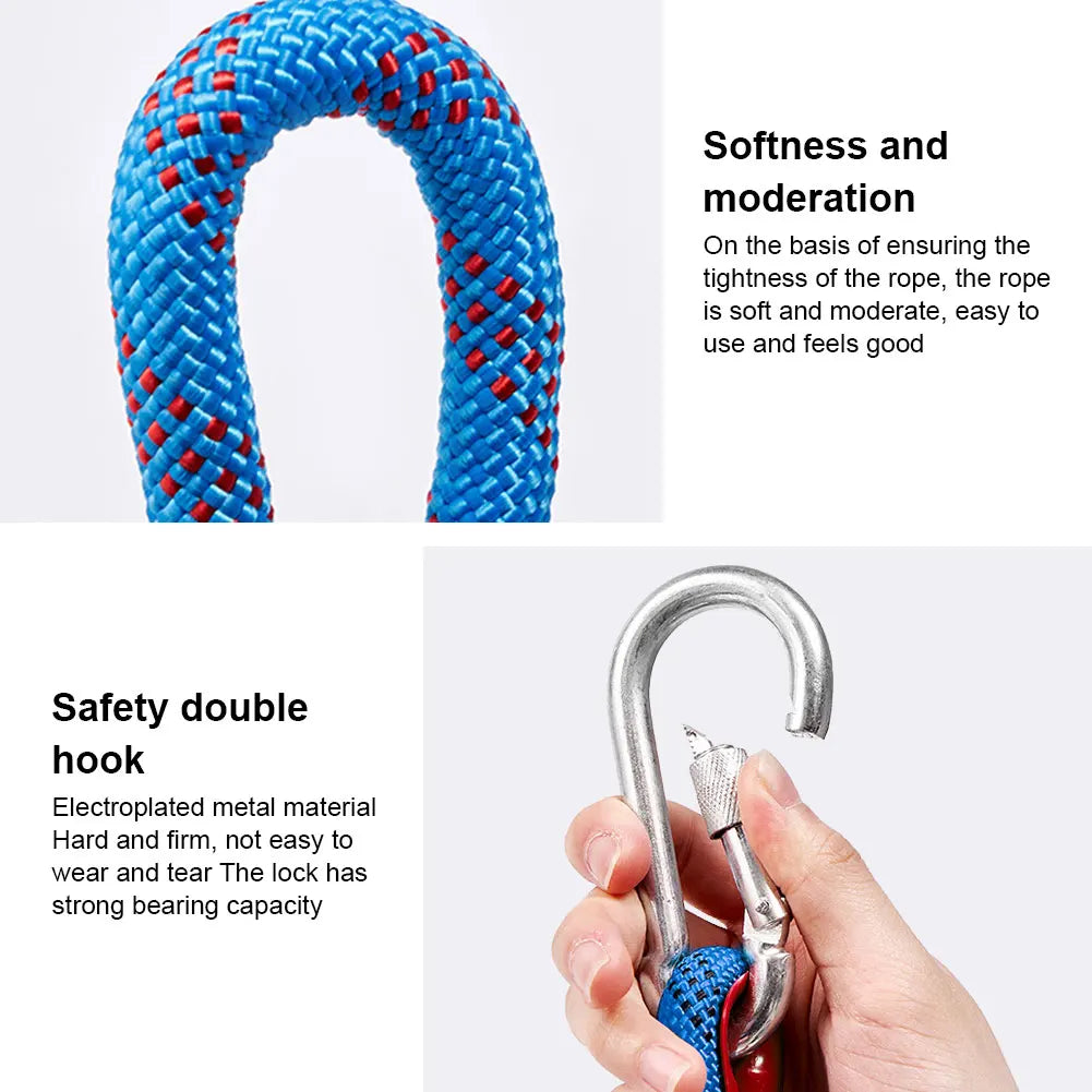 10mm Rock Climbing Rope 10M/20M/30M Outdoor Static Rapelling Rope for Fire Rescue Safety Escape Tree Climbing for Outdoor Sports