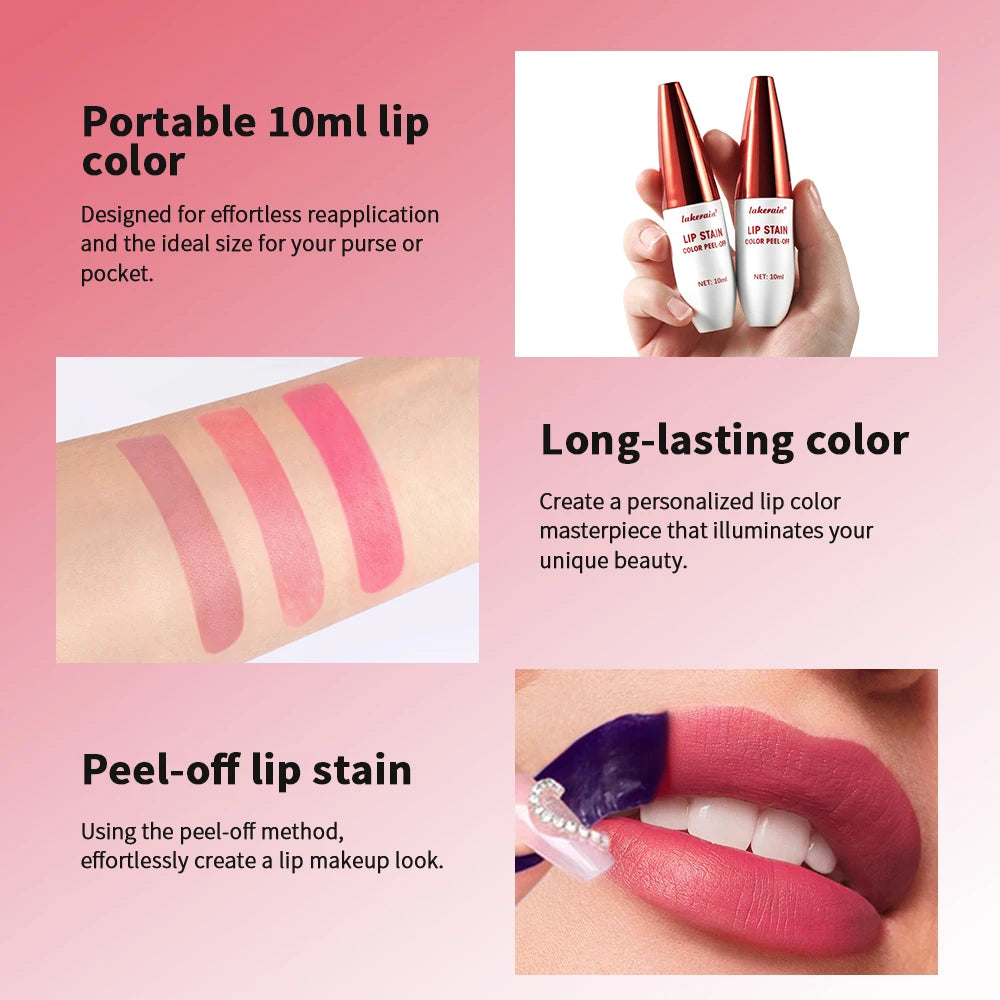 3 Colors Waterproof Lip Stain Color Peel-Off, Not Easy to transfer&Non-stick cup
