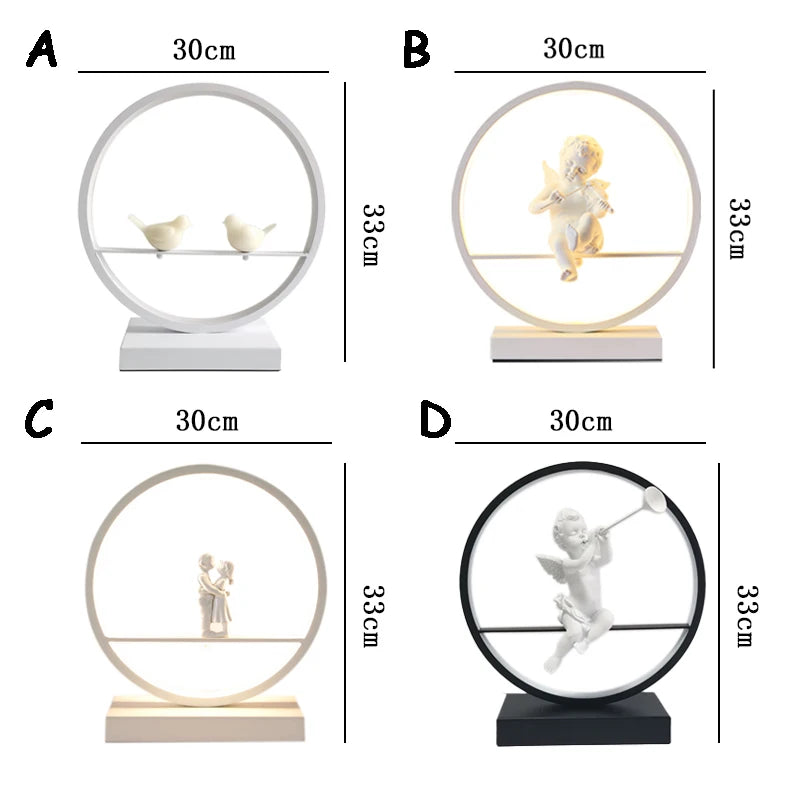 LED Angel table lamps bedroom bedside decorative lamp married couple romantic warm desk lamp