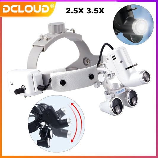 Dental LED Head Light Lamp Dental Loupes 2.5X/3.5X Brightness Spot Adjustable Surgical Headlight 5W Wireless ENT Headlight