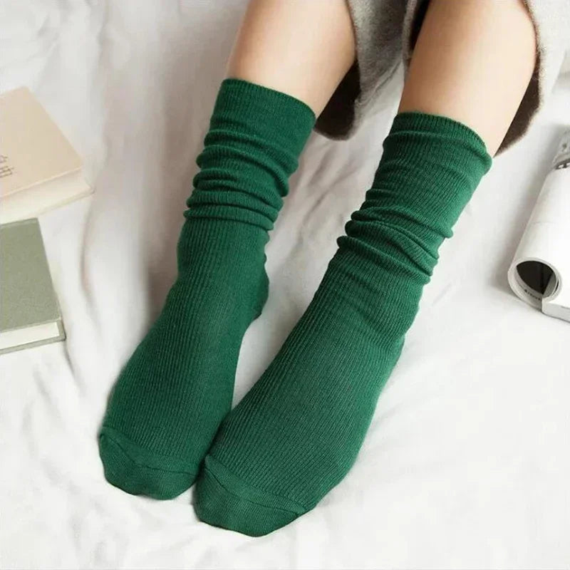 Women's Socks for Woman Winter Autumn Middle Tube Kawaii Cotton Black Red Khaki Feminino Girls Cute Stockings FDT112