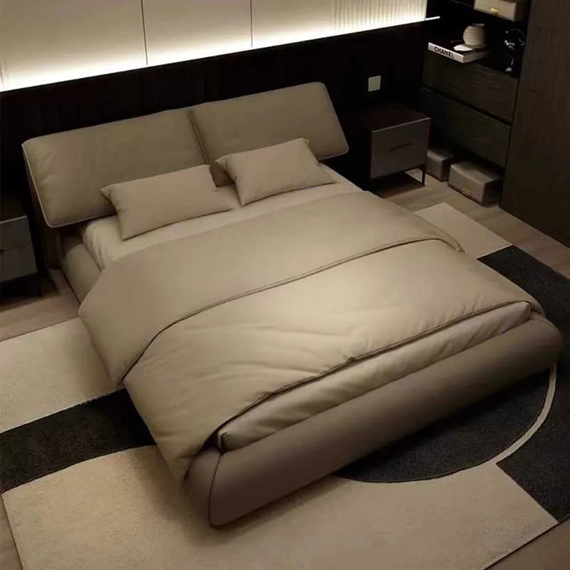 High End European Double Bed Headboard Glamorous Full Size Twin Bed Frame Luxury Platform Wood Cama Box Casal Nordic Furniture