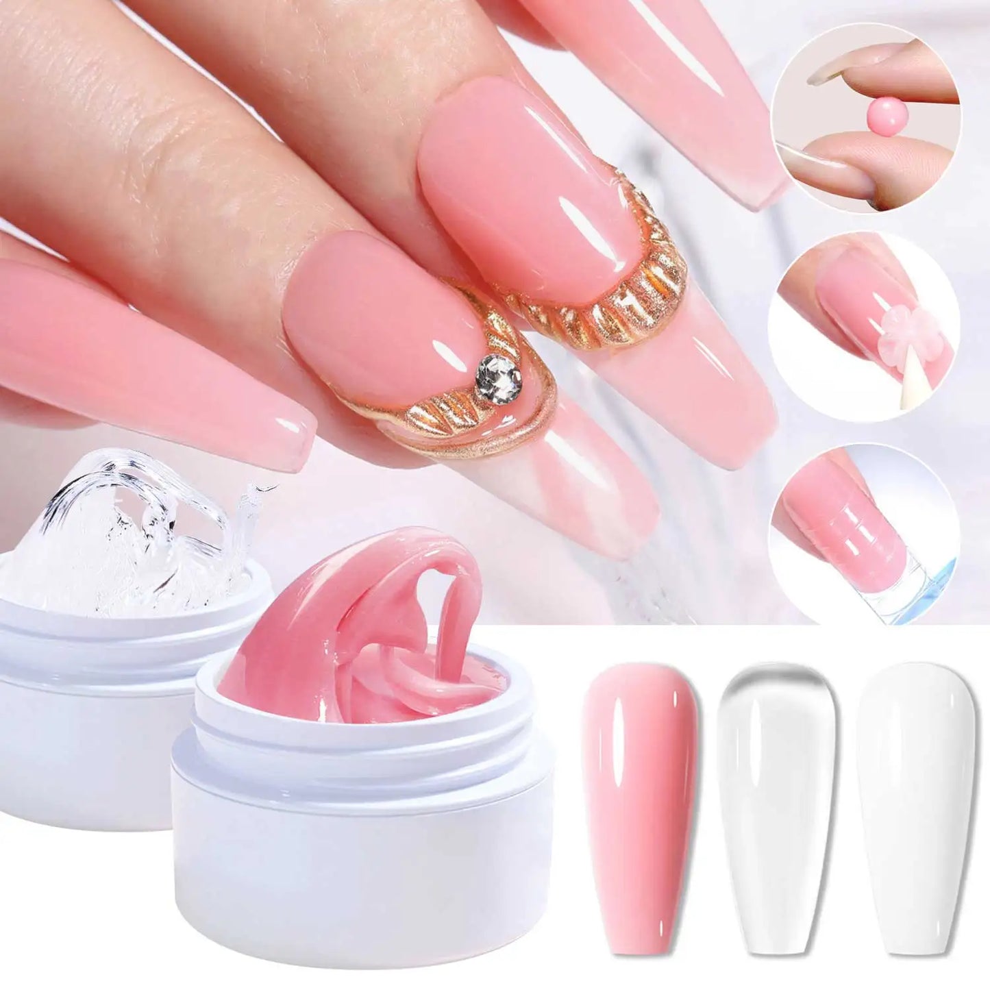 5/15ml Clear Non-Stick Hand Extension Gel Nail Polish 3D Shaping/Sculpting/Carving UV/LED Gel Milky Jelly Hard Gel Manicure DIY