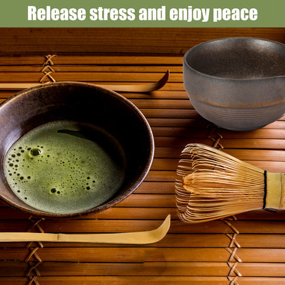 5PCS Japanese Matcha Tea Set Includes Matcha Bowl w Spout Matcha Whisk Holder Matcha Whisk Tea Scoop Tea-making Tools Accessorie