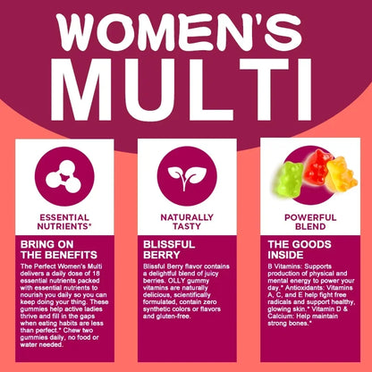 Women's Multivitamin Gummies - Contains Vitamins A, C, D, E, B, Biotin and Folic Acid