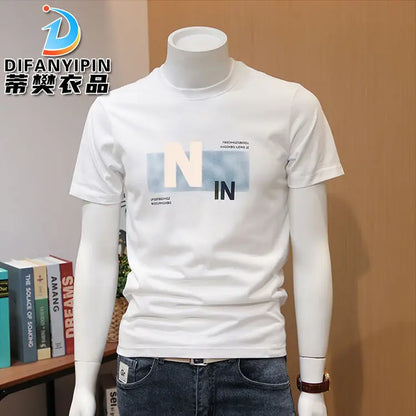 Men's T-shirts, Summer Round Neck Printed Trendy Men's Casual Versatile Short Sleeve Tops