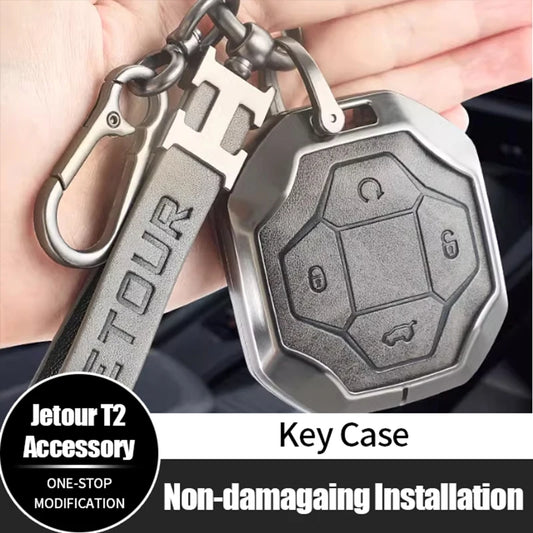 For Jetour T2 Traveler Key Bag Fashion Design Accessories Leather Zinc Alloy Key Case Cover Car Accessories